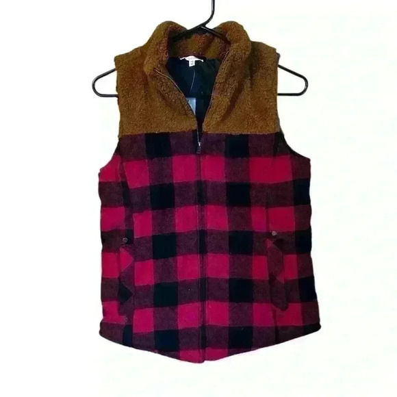 NWT Maurice’s Buffalo Plaid Sherpa Block Vest Sz XS - Picture 5 of 6